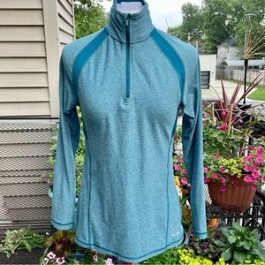 Champion Activewear Pullover Quarter Zip Turquoise Top Size Extra Small